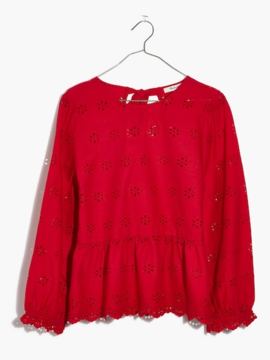 Madewell Tops - Madewell Eyelet Keyhole Peplum Top
